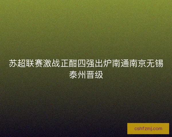 苏超联赛激战正酣四强出炉南通南京无锡泰州晋级