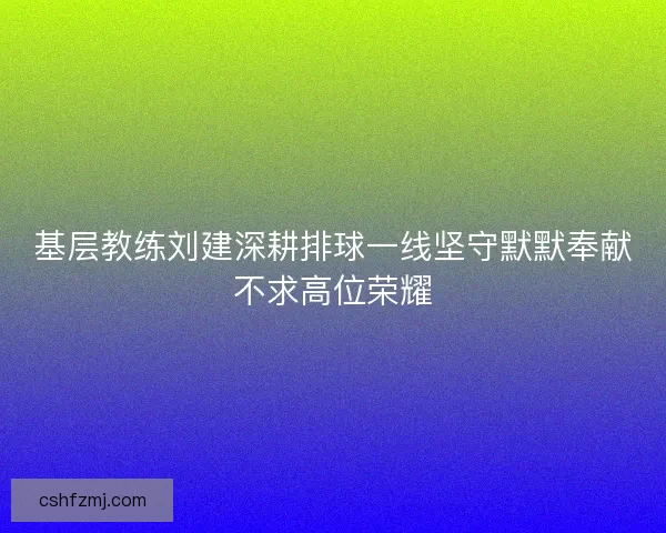 基层教练刘建深耕排球一线坚守默默奉献不求高位荣耀